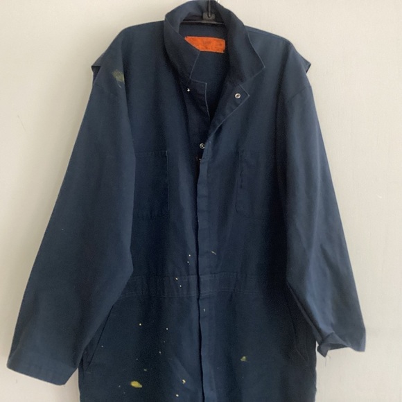 Red Kap Blue Paint Thrashed Twill Action Back Coverall with Chest Pockets Sz 50 - Picture 4 of 8